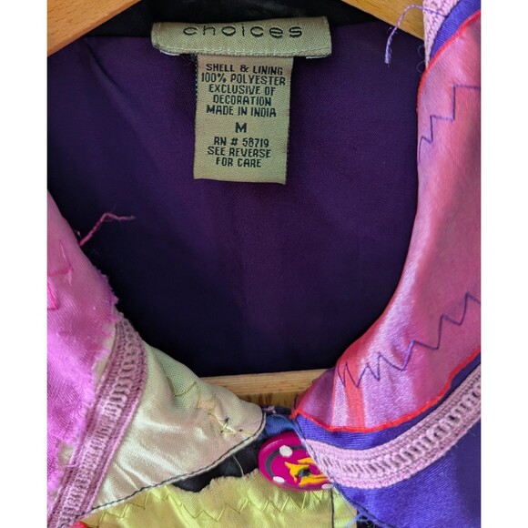 Choices Womens Jacket Size M Medium Multicolored Ruffled Ribbon Wooden (887m) - Picture 3 of 3